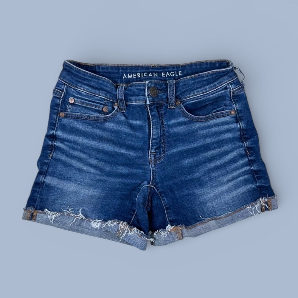 American Eagle Outfitters Midi Cuffed Denim Shorts